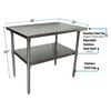 Bk Resources Work Table Stainless Steel W/Undershelf, Plastic bullet feet 48"Wx24"D SVT-4824